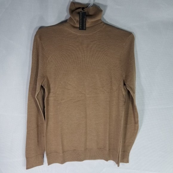 Banana Republic Merino Textured Turtleneck Sweater in Dark Camel Size M/T - NWT - Picture 3 of 8